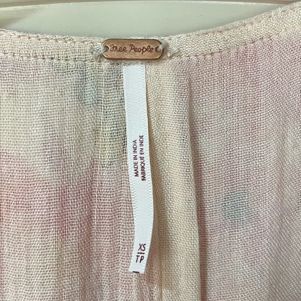 FREE PEOPLE Freddy Tie Waist Minidress Watercolor Floral Print Pink Women’s XS